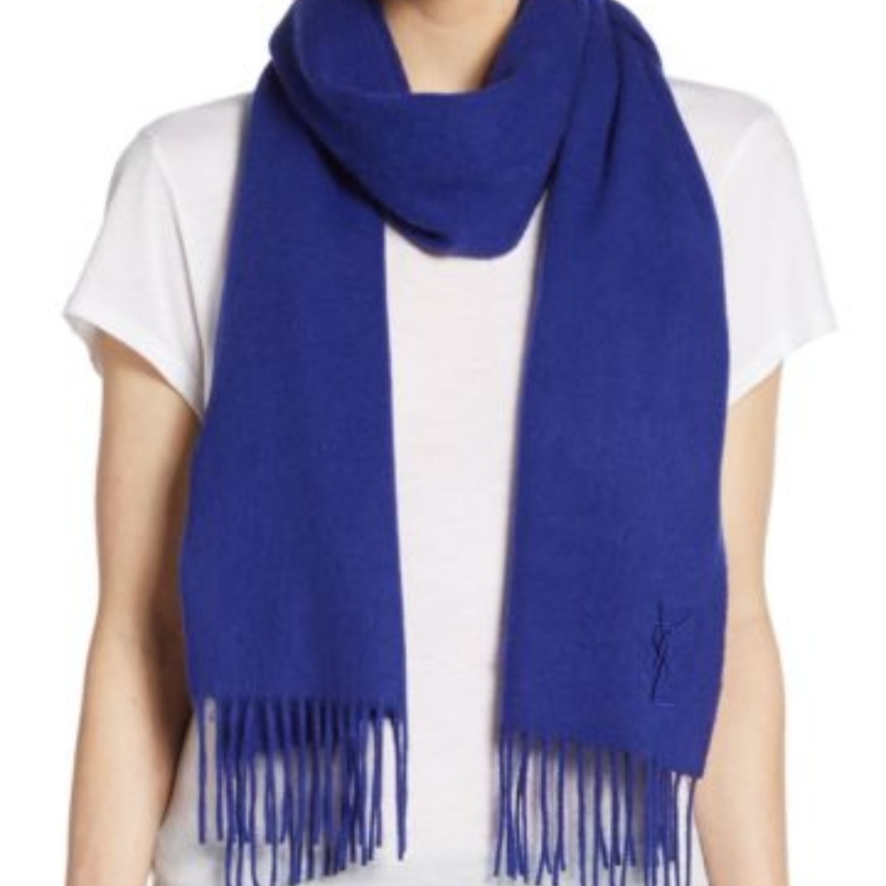 YSL Blue Wool Scarf